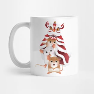 Year of the Rat - Chinese New Year - Dragon Dance Cute Rats Mug